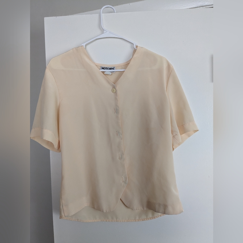 Vintage Cream Notches Blouse Petite